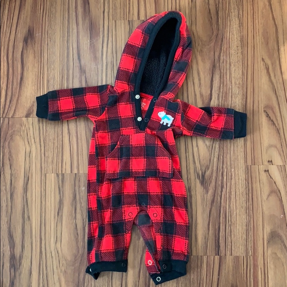 Plaid baby fleece onesie